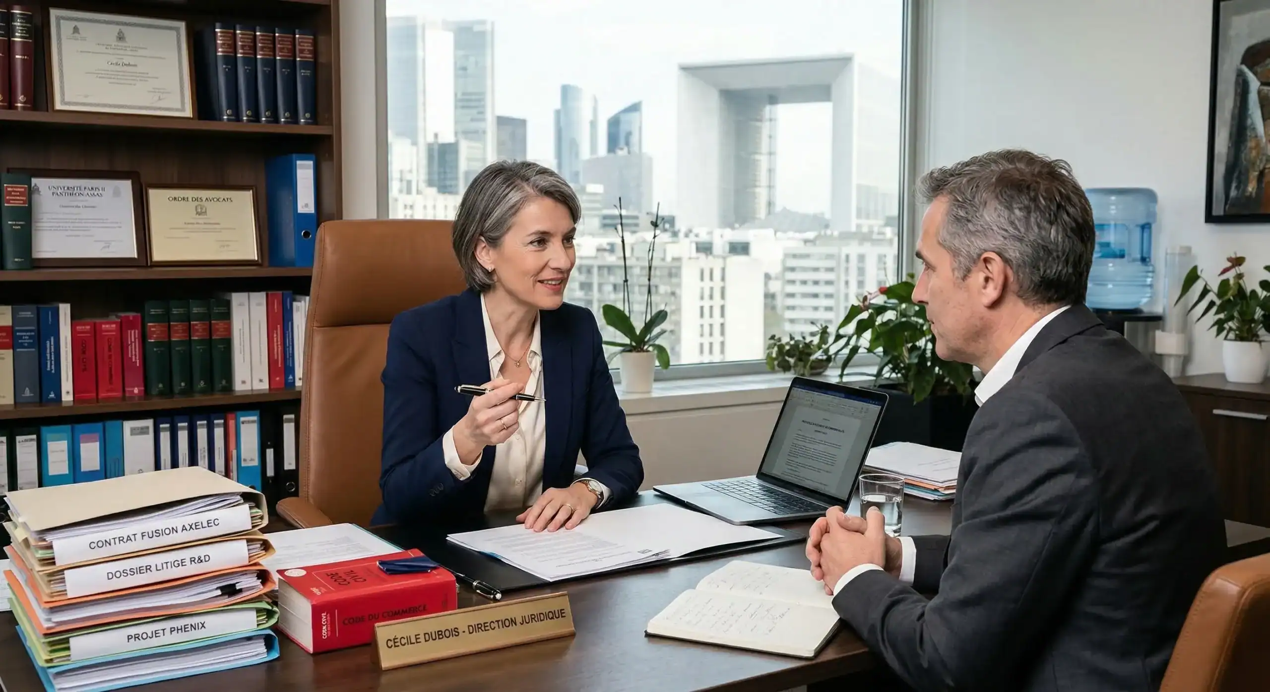 Discussion professionnelle dans un bureau moderne