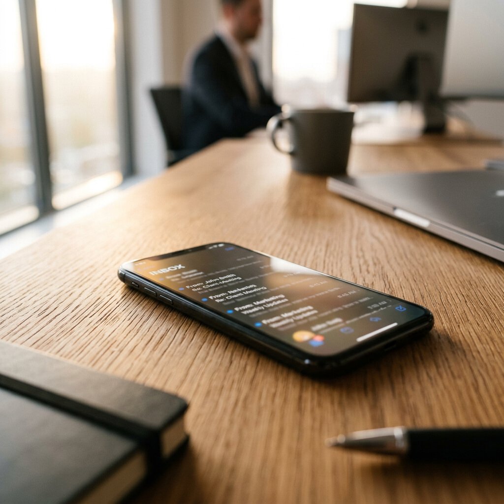 Consultation d'une newsletter juridique sur smartphone
